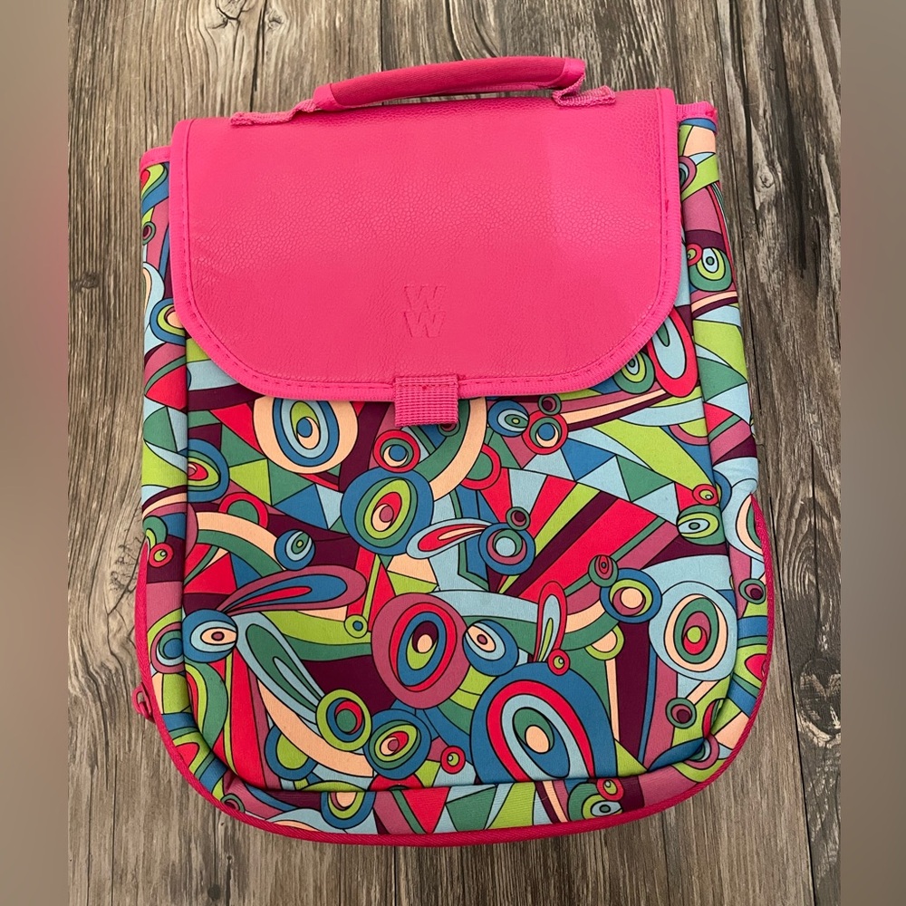 Weight Watchers WW Insulated Lunch Tote – Geometric Print – Pink Trim